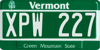VT license plate XPW227