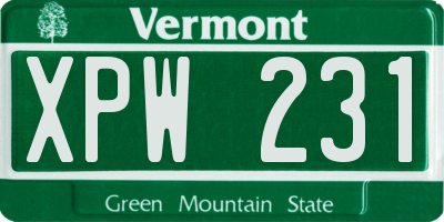 VT license plate XPW231