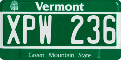 VT license plate XPW236