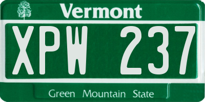 VT license plate XPW237