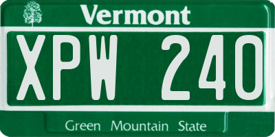 VT license plate XPW240