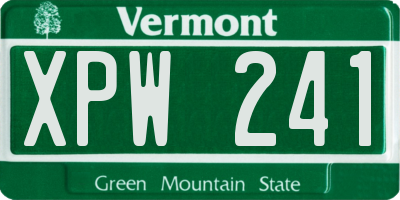VT license plate XPW241