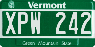 VT license plate XPW242