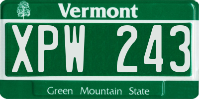 VT license plate XPW243