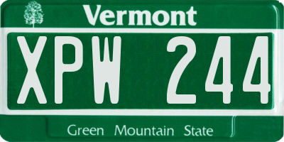 VT license plate XPW244