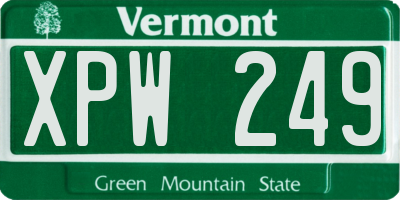 VT license plate XPW249