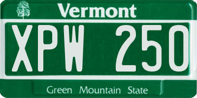 VT license plate XPW250