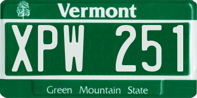 VT license plate XPW251
