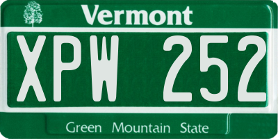 VT license plate XPW252