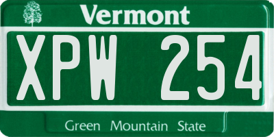 VT license plate XPW254