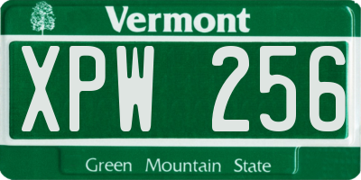 VT license plate XPW256