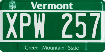 VT license plate XPW257