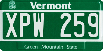 VT license plate XPW259