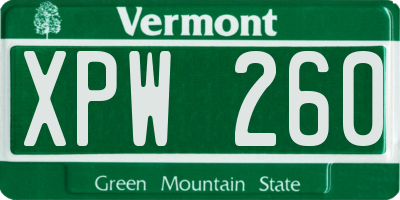 VT license plate XPW260