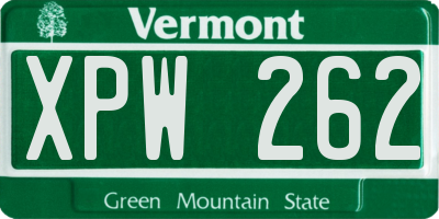 VT license plate XPW262