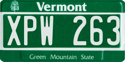VT license plate XPW263