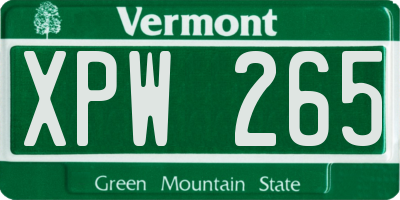 VT license plate XPW265
