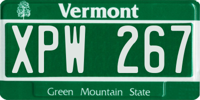 VT license plate XPW267