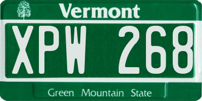 VT license plate XPW268