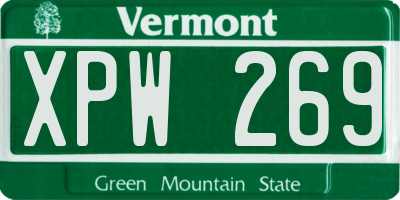 VT license plate XPW269