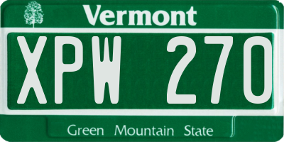VT license plate XPW270