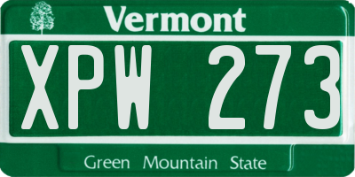 VT license plate XPW273