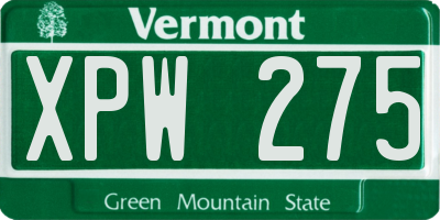 VT license plate XPW275