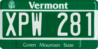 VT license plate XPW281