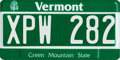 VT license plate XPW282