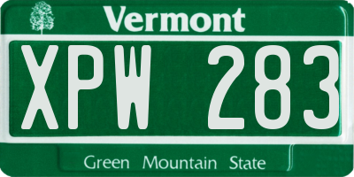 VT license plate XPW283
