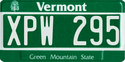 VT license plate XPW295