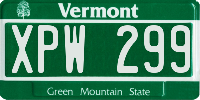 VT license plate XPW299