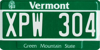 VT license plate XPW304