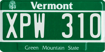 VT license plate XPW310