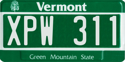 VT license plate XPW311