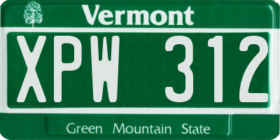 VT license plate XPW312