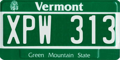 VT license plate XPW313