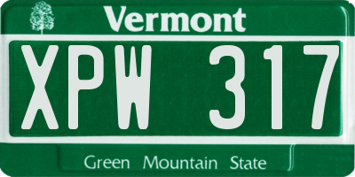VT license plate XPW317
