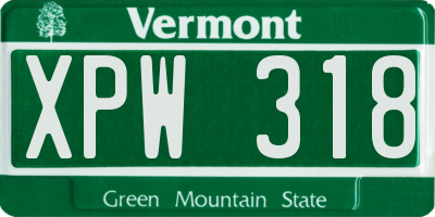 VT license plate XPW318