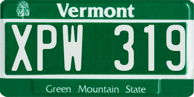 VT license plate XPW319