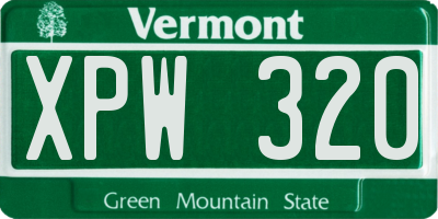 VT license plate XPW320