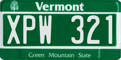 VT license plate XPW321