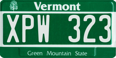 VT license plate XPW323