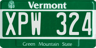 VT license plate XPW324
