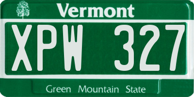 VT license plate XPW327