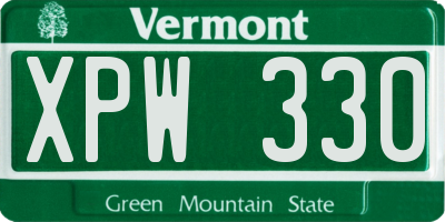 VT license plate XPW330