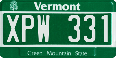 VT license plate XPW331