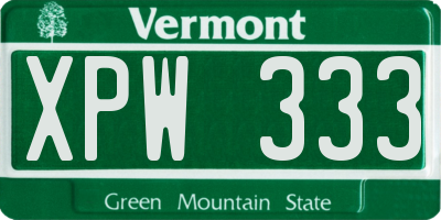 VT license plate XPW333