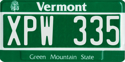 VT license plate XPW335