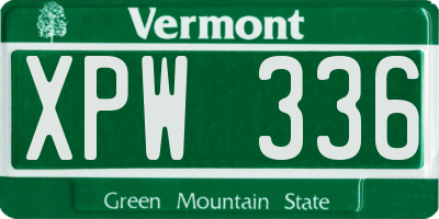 VT license plate XPW336